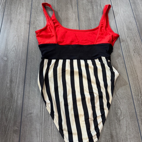 Vintage 1996 Coca-Cola Red and Black Striped One-Piece Swimsuit - Picture 5 of 13